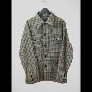 VTG 60s PENDLETON Men's Sz L MACKINAW Gun Check Houndstooth Shirt Jacket 1960s